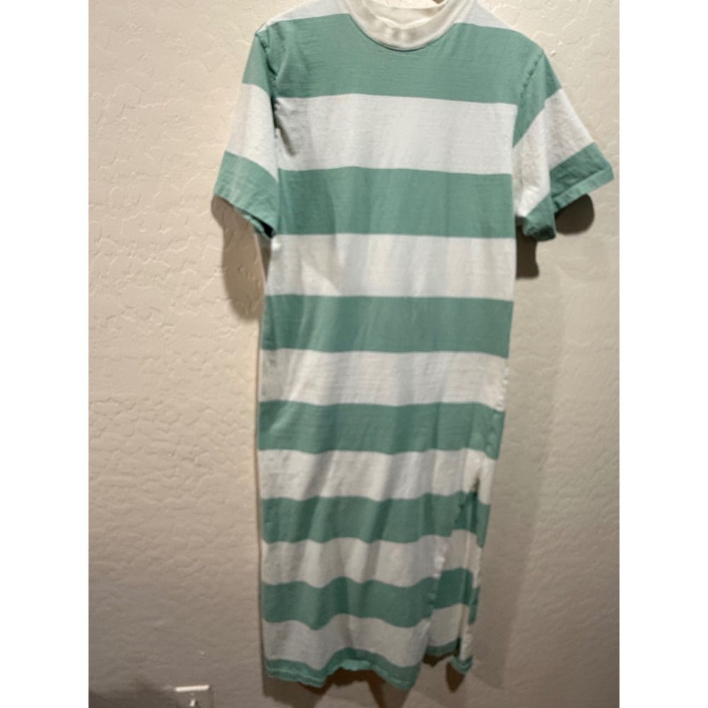 ASOS DESIGN Womens Green White Striped Short Sleeve Midi T-Shirt Dress Size 4